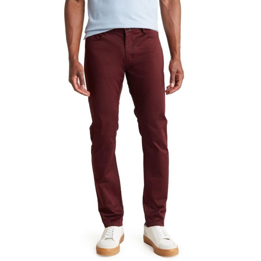 TR PREMIUM - TRD-208 Slim Fit Cotton Stretch Chino Pants BURGUNDY 38X32